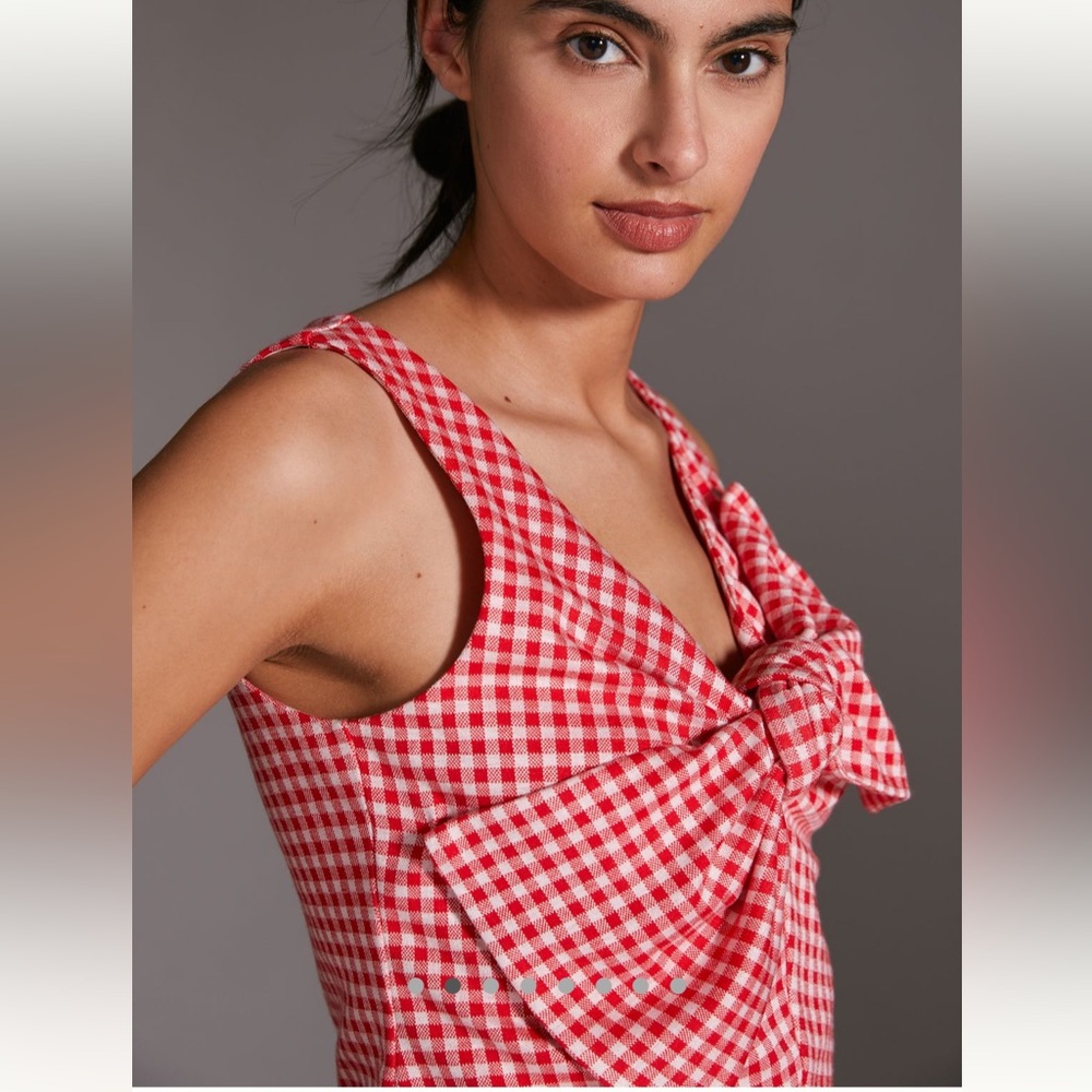 Anthropologie Eva Franco Gingham Bow Top, size XS